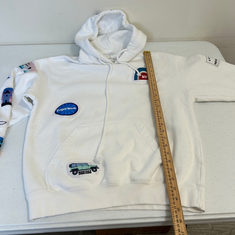 BROdenim Marthas Vineyard Patchwork Jeep Graphic Hoodie White Mens Medium - Picture 5 of 7